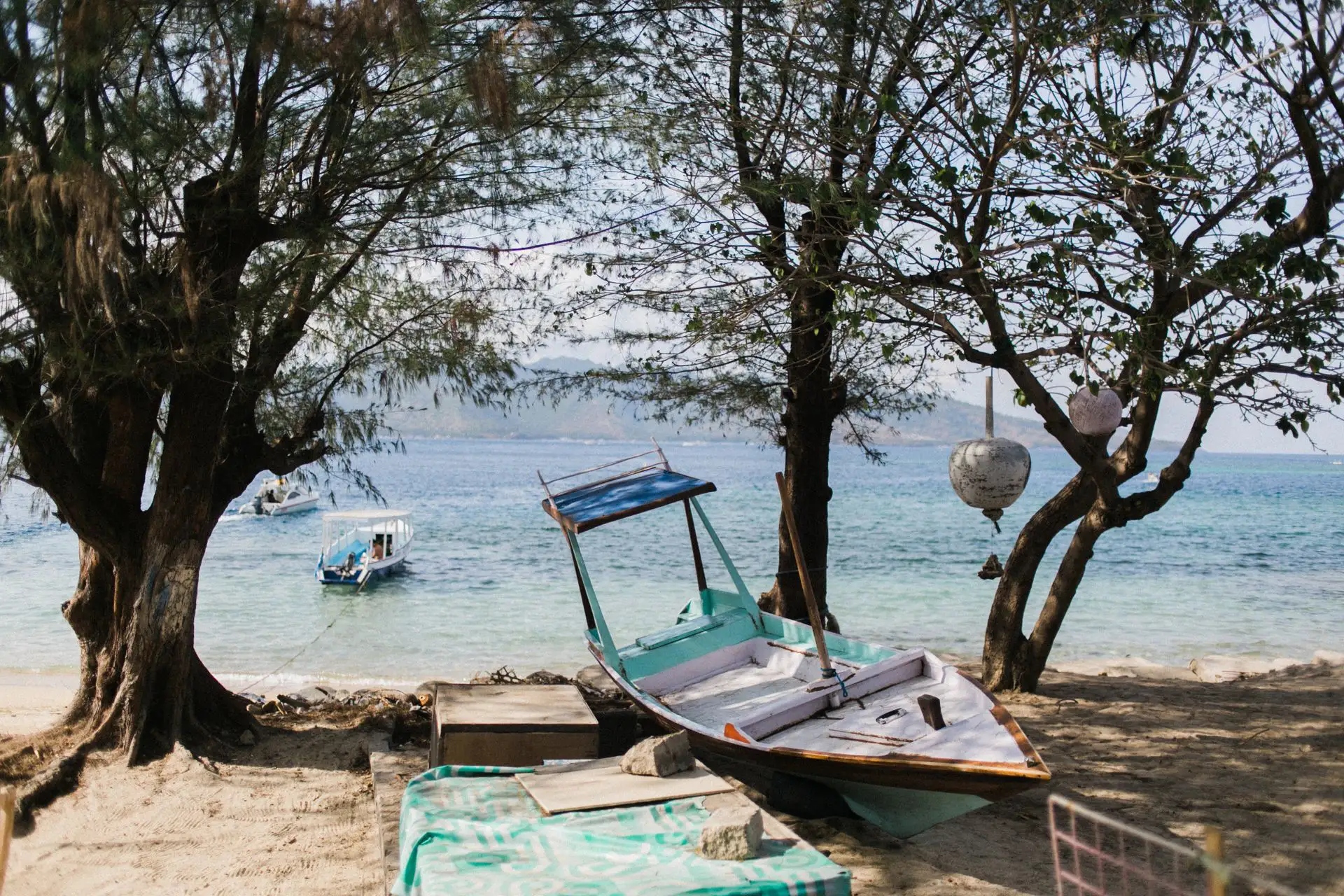 Hamac et plage bordée de cocotiers à Gili Air