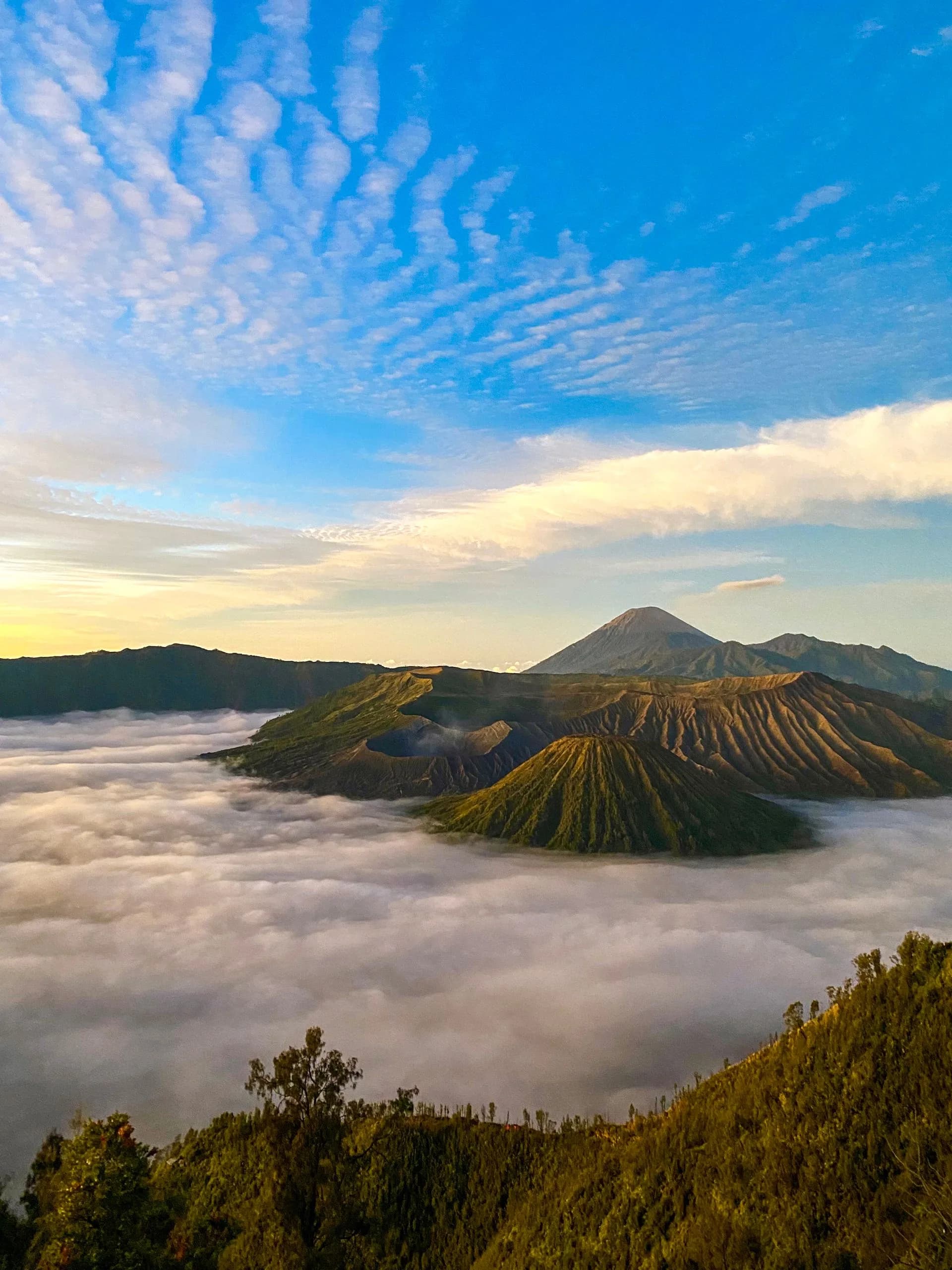 Mont Bromo au lever du soleil, mer de nuages